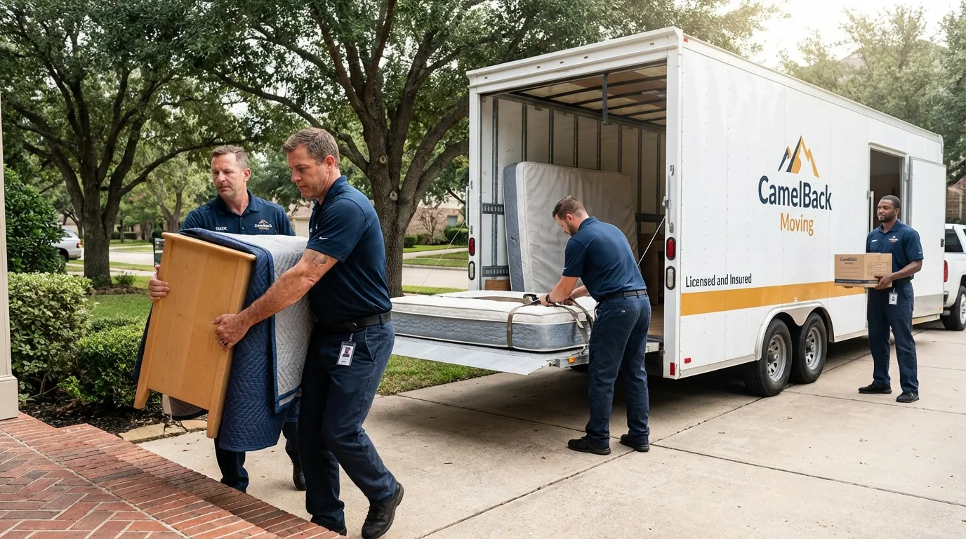 Crew loading residential truck for cross-state move from West Springfield, MA
